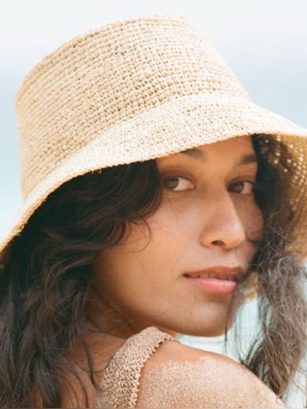 WYETH Tali Raffia Bucket Hat in Natural